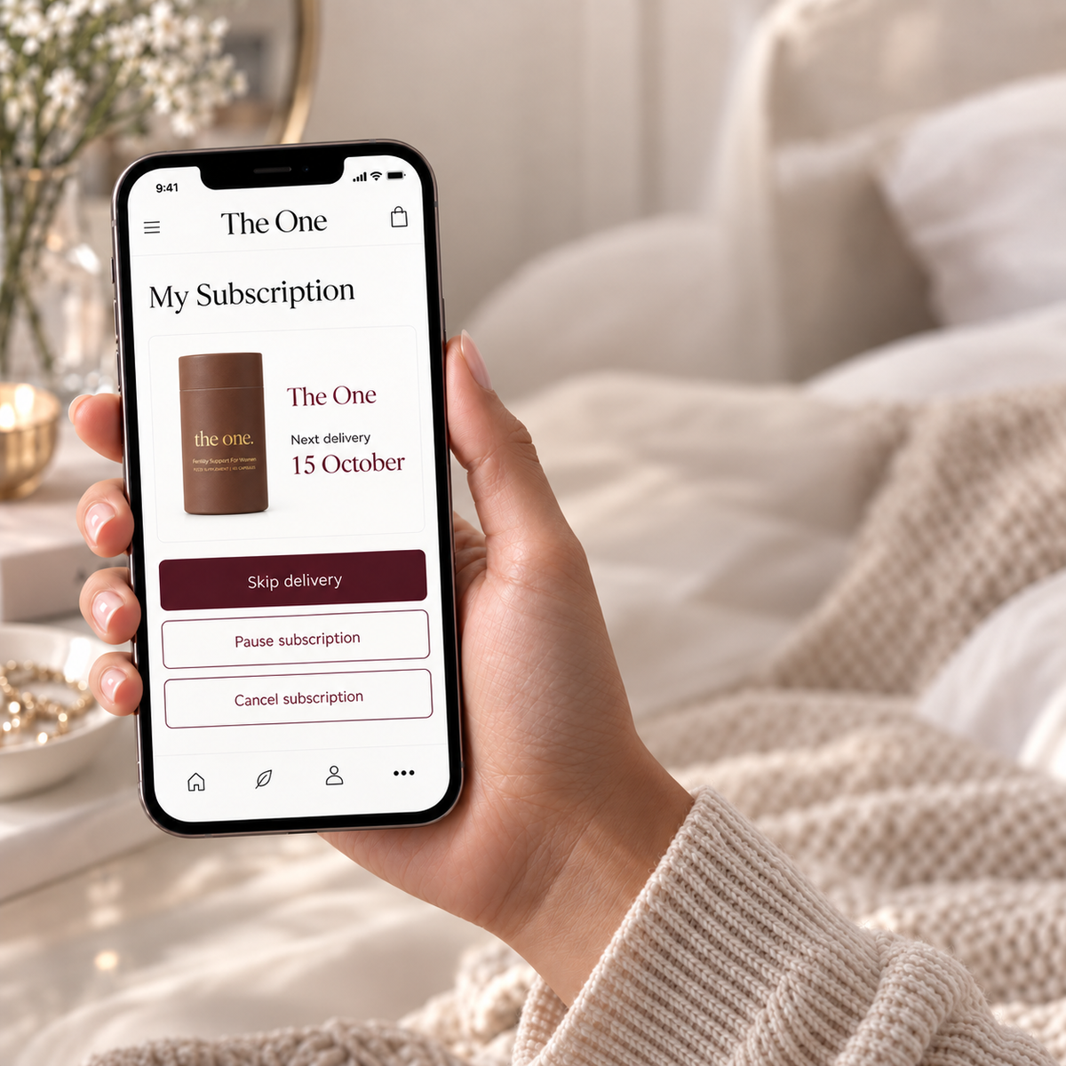 The One fertility supplement with a fertility planning notebook